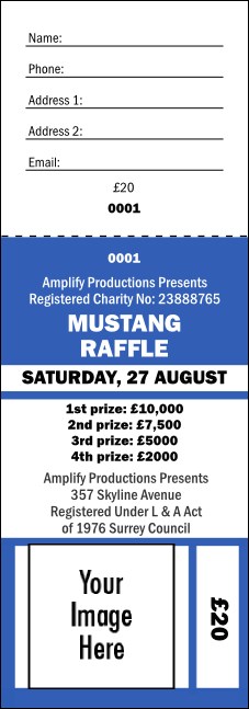Your Image Raffle Ticket 001 Blue Product Front