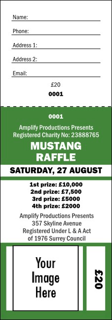 Your Image Raffle Ticket 001 Green Product Front