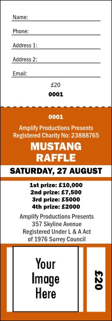 Your Image Raffle Ticket 001 Orange Product Front