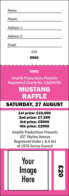 Your Image Raffle Ticket 001 Pink Product Front