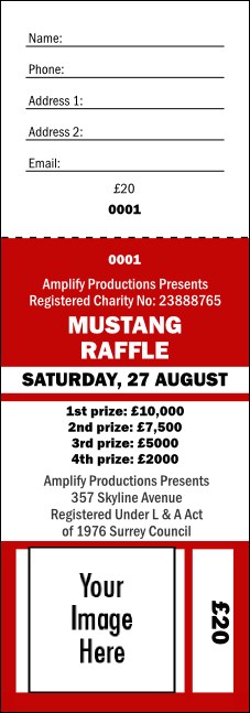 Your Image Raffle Ticket 001 Red Product Front