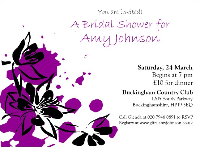 Purple Flowers Invitation Product Front