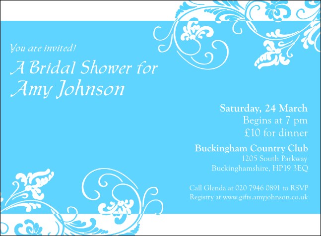 Blue Flowers Invitation Product Front