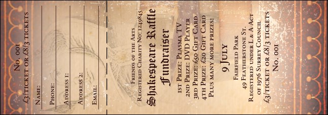 Performing Arts Raffle Ticket Product Front