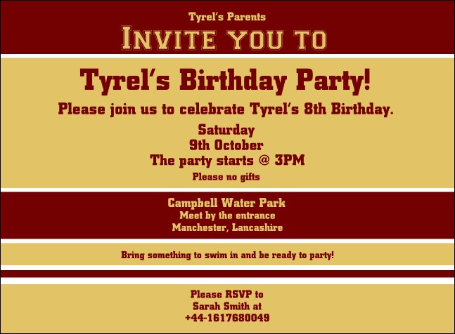 Sports Invitation 002 Product Front