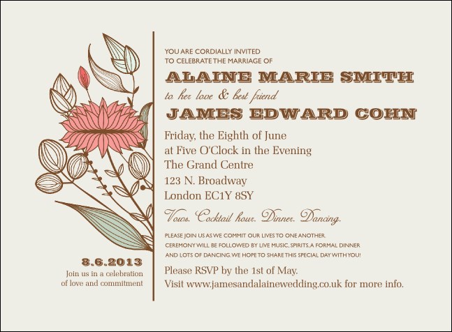 Wedding Flower Invitation Product Front