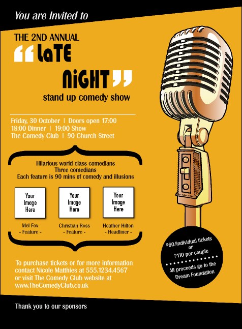 Comedy Retro Microphone Invitation Product Front