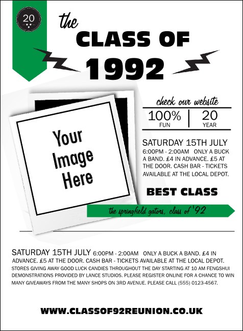 Class Reunion Mascot Green Invitation Product Front