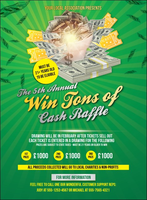 Cash Raffle Green Invitation Product Front