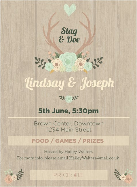 Flower Stag & Doe Invitation Product Front