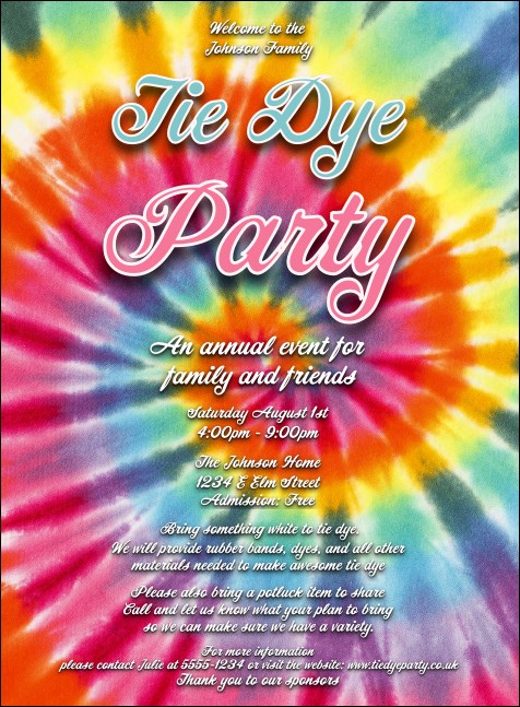 Tie Dye Invitation Product Front