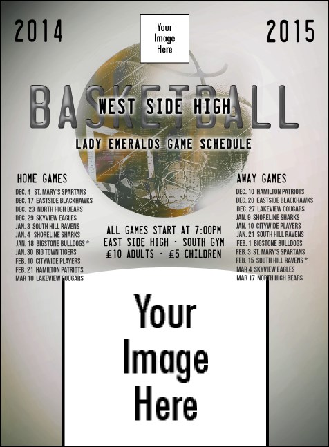Basketball Schedule Invitation Product Front