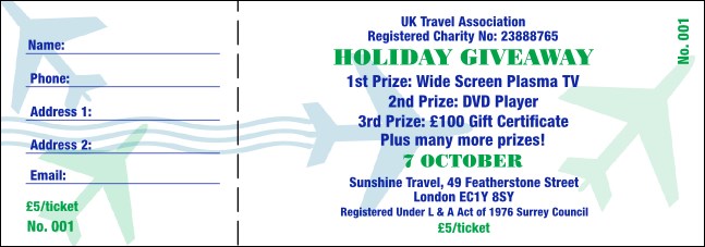 Fly Away Raffle Ticket Product Front