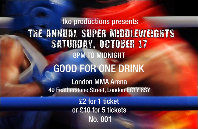 Boxing Drink Ticket Product Front