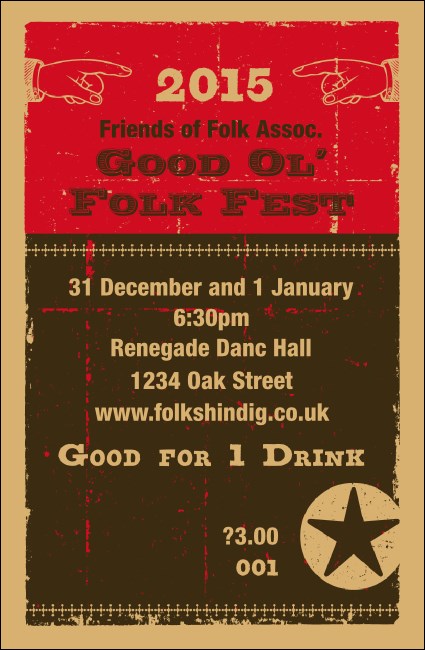 Year Woodcut Drink Ticket Product Front