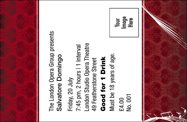Opera Drink Ticket Product Front