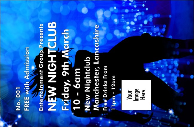 Nightclub Drink Ticket Blue Product Front