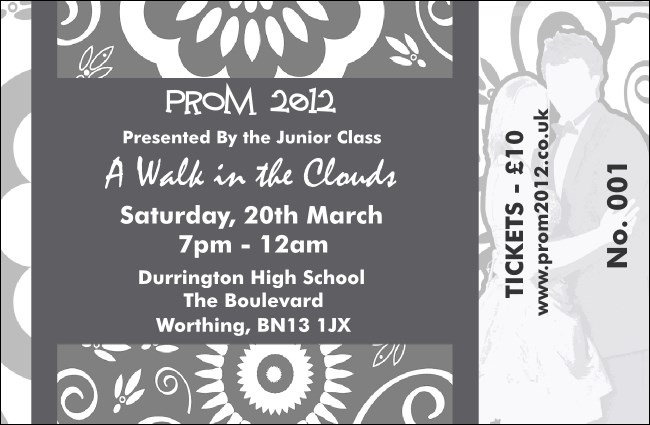 Grey Prom Drink Ticket Product Front