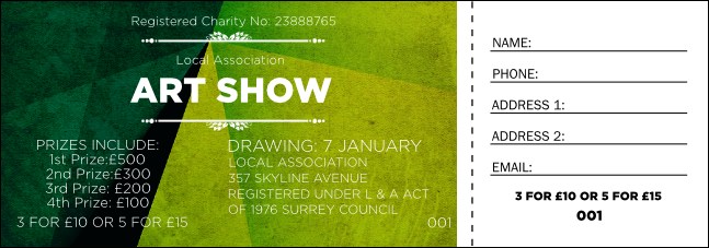 Abstract Raffle Ticket Product Front