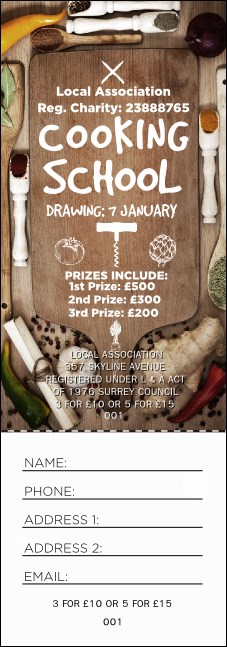 Cooking School Raffle Ticket Product Front
