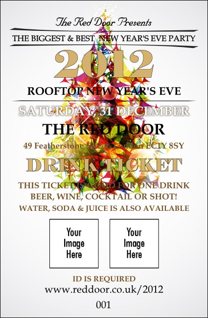 Gold Glitter Drink Ticket Product Front
