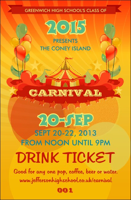 Carnival Drink Ticket Product Front