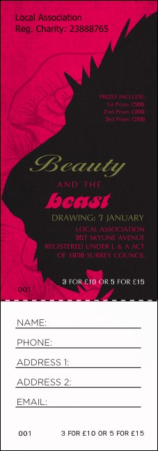 Beauty and the Beast Raffle Ticket Product Front