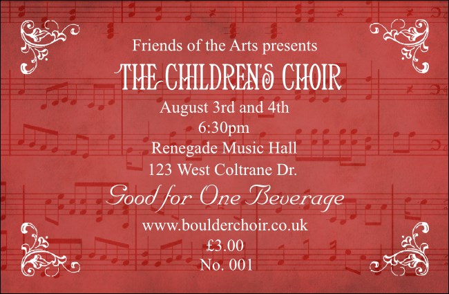 Choir Drink Ticket Product Front