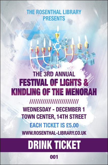 Hanukkah Abstract Drink Ticket Product Front