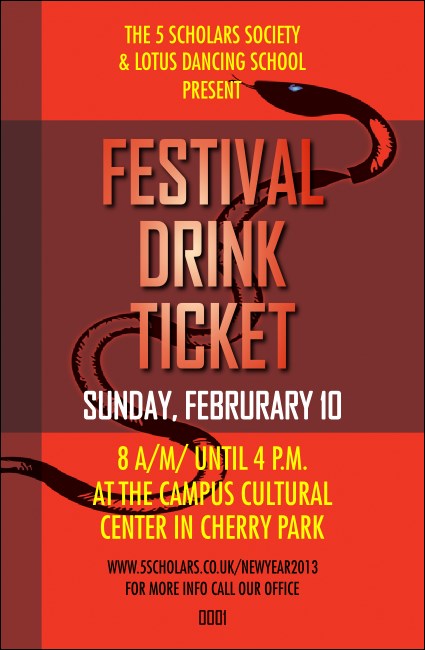 Chinese New Year Snake Drink Ticket Product Front