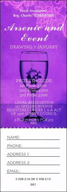 Arsenic & Old Lace Raffle Ticket Product Front