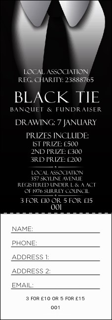 Black Tie Raffle Ticket Product Front