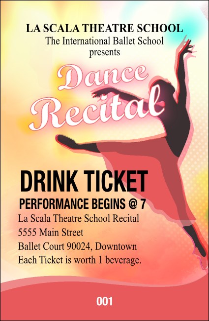 Dance Silhouette Drink Ticket Product Front