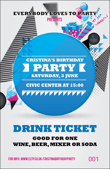 Birthday Geometric Drink Ticket Product Front