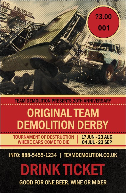 Demolition Derby Drink Ticket