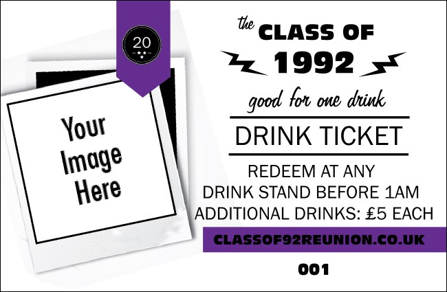 Class Reunion Mascot Purple Drink Ticket Product Front
