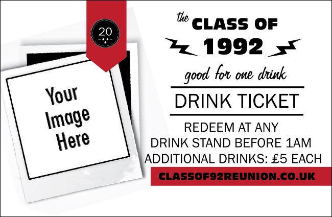 Class Reunion Mascot Red Drink Ticket Product Front