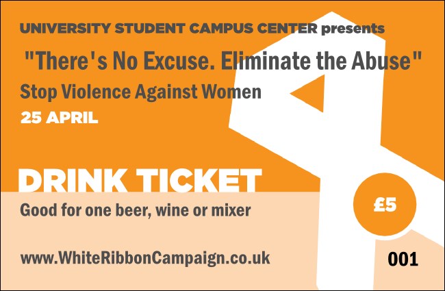 White Ribbon Photo Drink Ticket Product Front