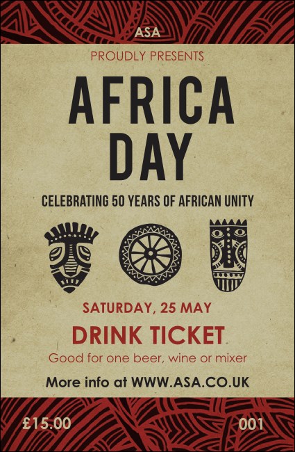 African Theme Drink Ticket Product Front