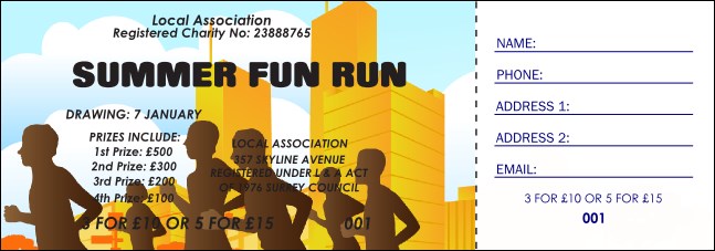 Fun Run Raffle Ticket Product Front