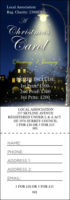 Christmas Carol Raffle Ticket Product Front