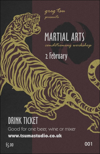 Martial Arts Drink Ticket Product Front