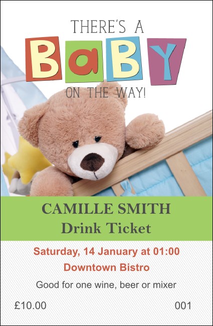 Baby Shower Teddy Drink Ticket Product Front
