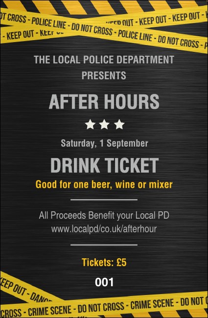 Police Caution Tape Drink Ticket Product Front