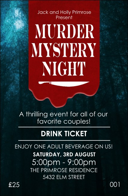 Murder Mystery Drink Ticket Product Front