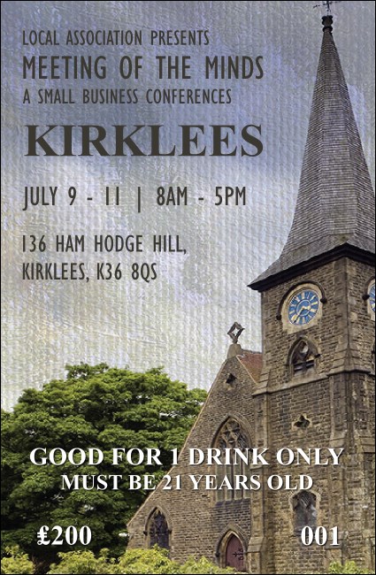 Kirklees Drink Ticket Product Front