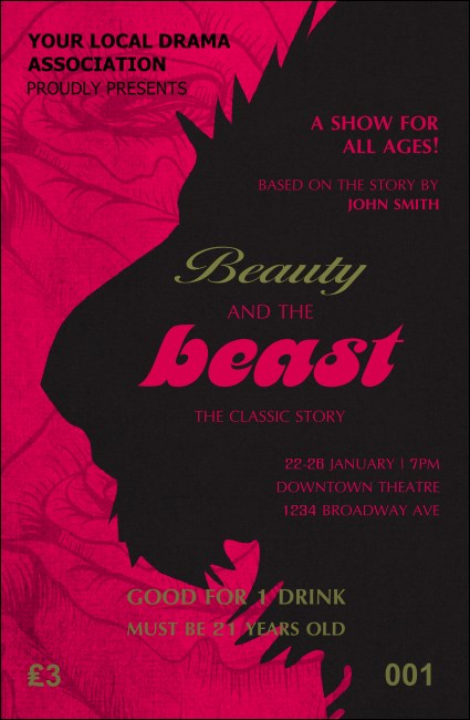 Beauty and the Beast Drink Ticket Product Front
