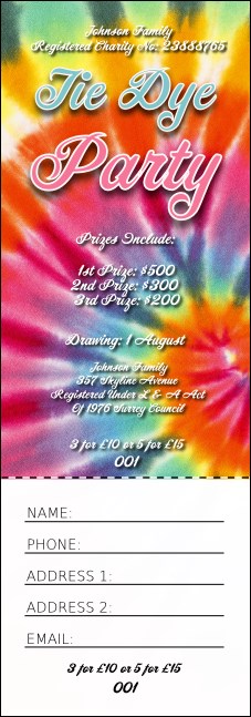 Tie Dye Raffle Ticket Product Front