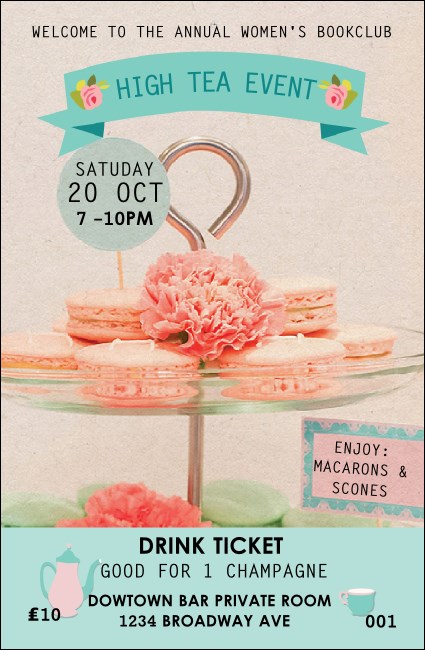 High Tea Drink Ticket Product Front