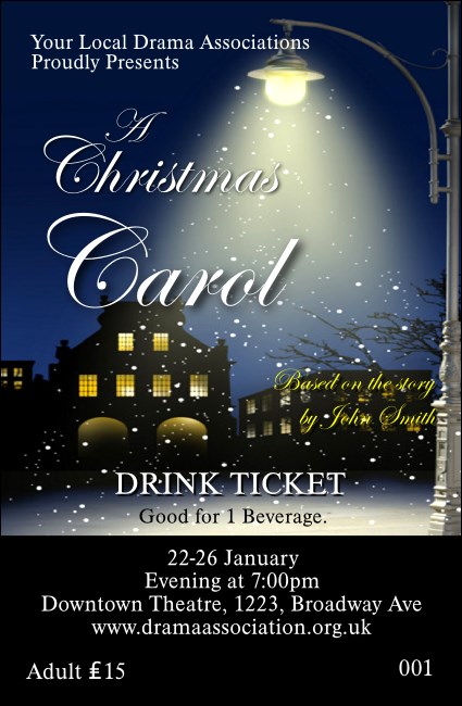 Christmas Carol Drink Ticket Product Front